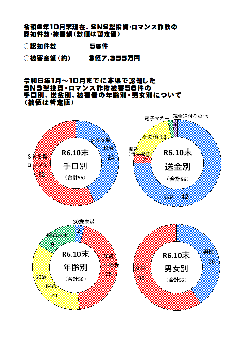 特殊詐欺認知状況（令和６年10月中）